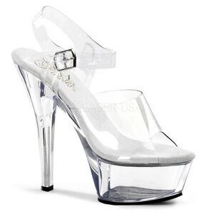 PLEASER KISS-208 Women’s Heels – Clear/Clear